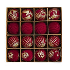 12/16Pcs 6Cm Wine Red Christmas Ball Ornaments Flocking Christmas Tree Party Decoration New Year Christmas Spheres Pendant Balls