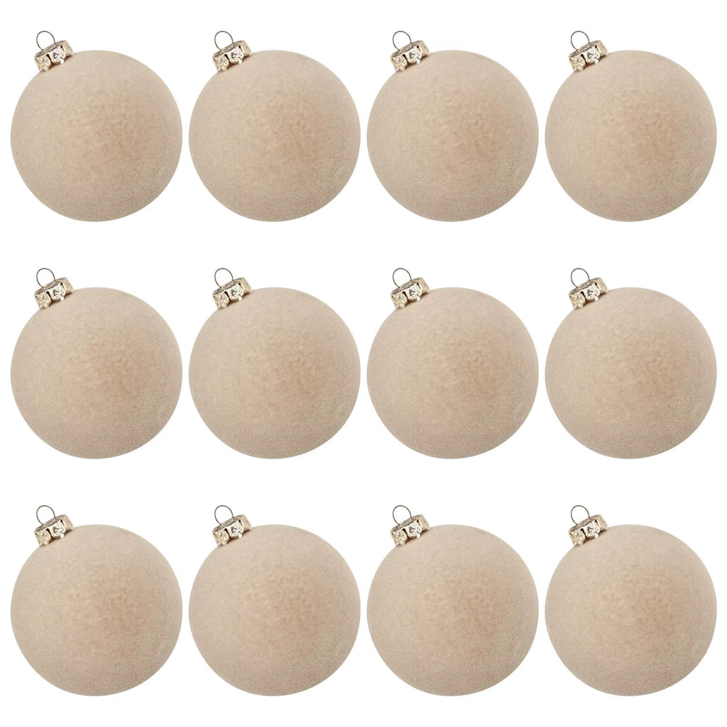 12Pc Christmas Velvet Flocked Fibers round Ball Ornament Creative DIY Christmas Ball Wreath and Christmas Tree Decoration