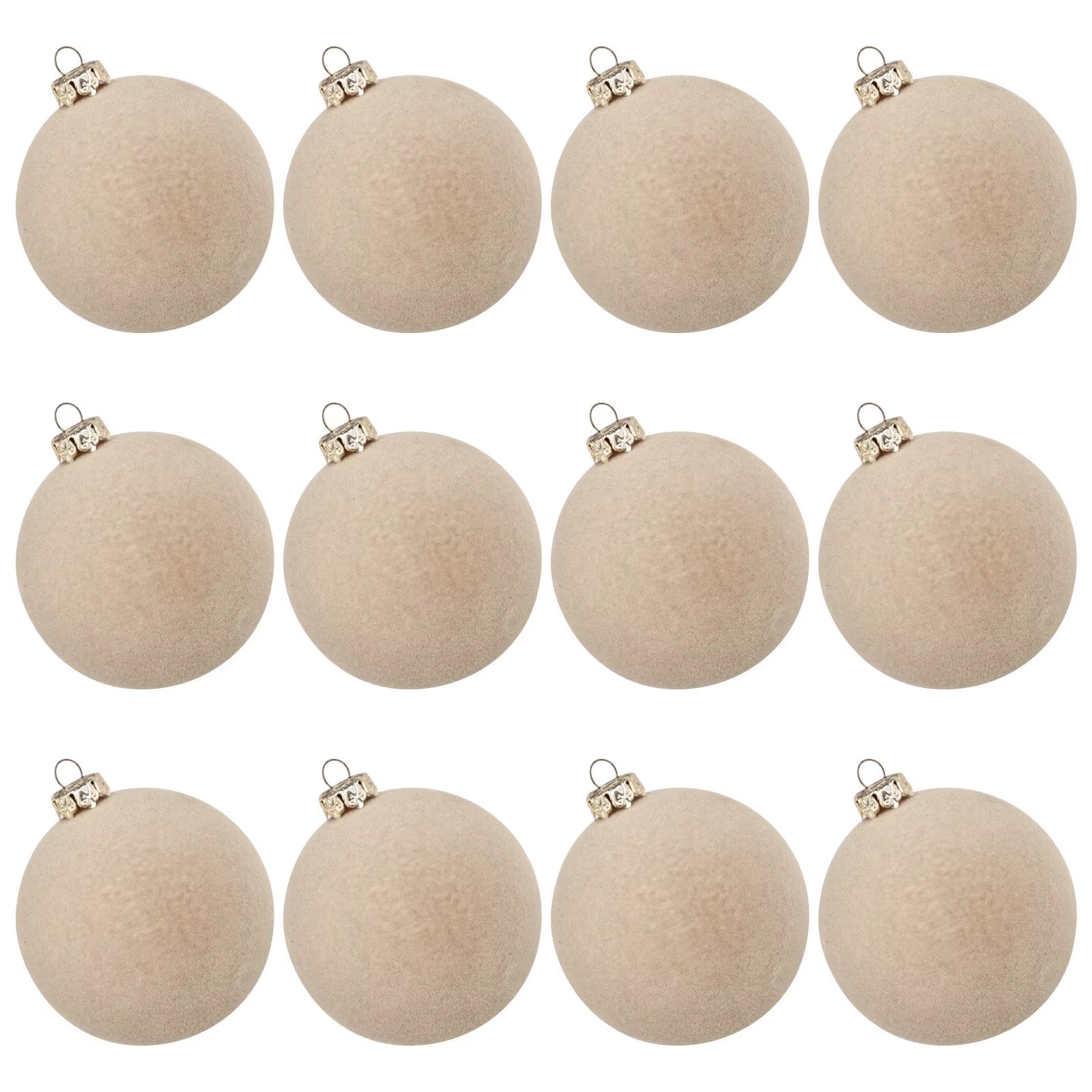 12Pc Christmas Velvet Flocked Fibers round Ball Ornament Creative DIY Christmas Ball Wreath and Christmas Tree Decoration