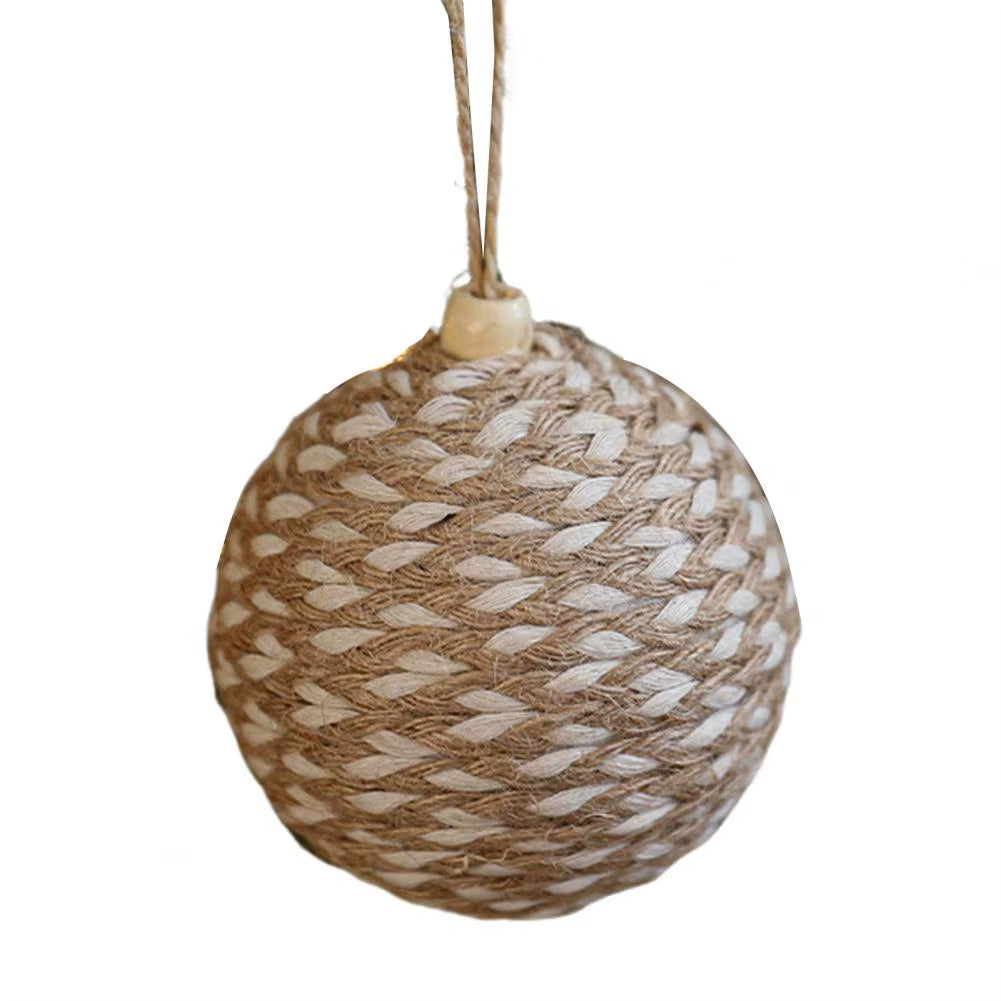 Christmas Ball Ornament Linen Design Rustic Distressed Xmas Tree Hanging Ball Farmhouse Christmas Ball Set Home Decor