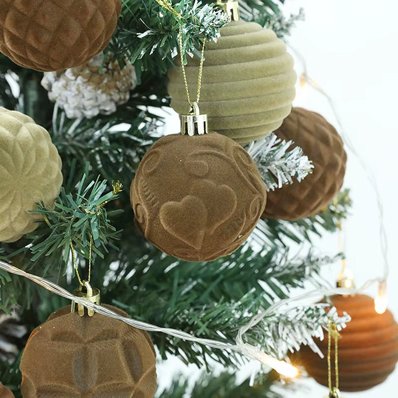 Christmas Velvet Ball Ornaments 12Pcs Hanging Christmas Tree Ornaments for Holidays Christmas Tree Decoration