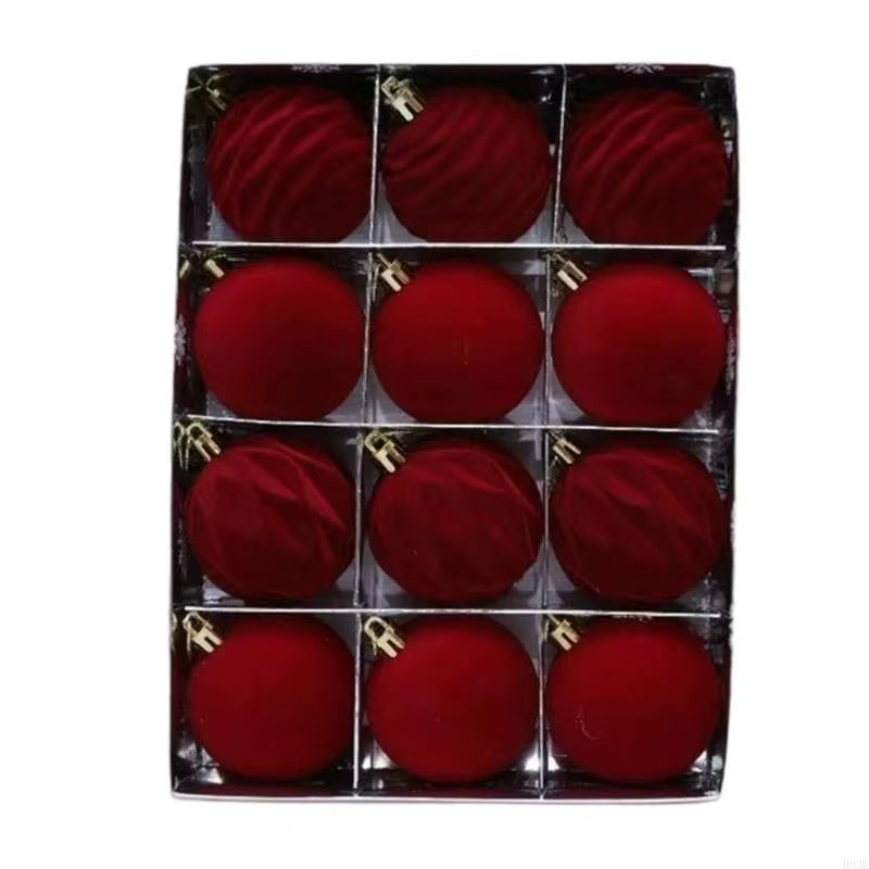 12 Velvety Christmas Tree Hanging Balls Party Decoration Multiple Color Set B03E