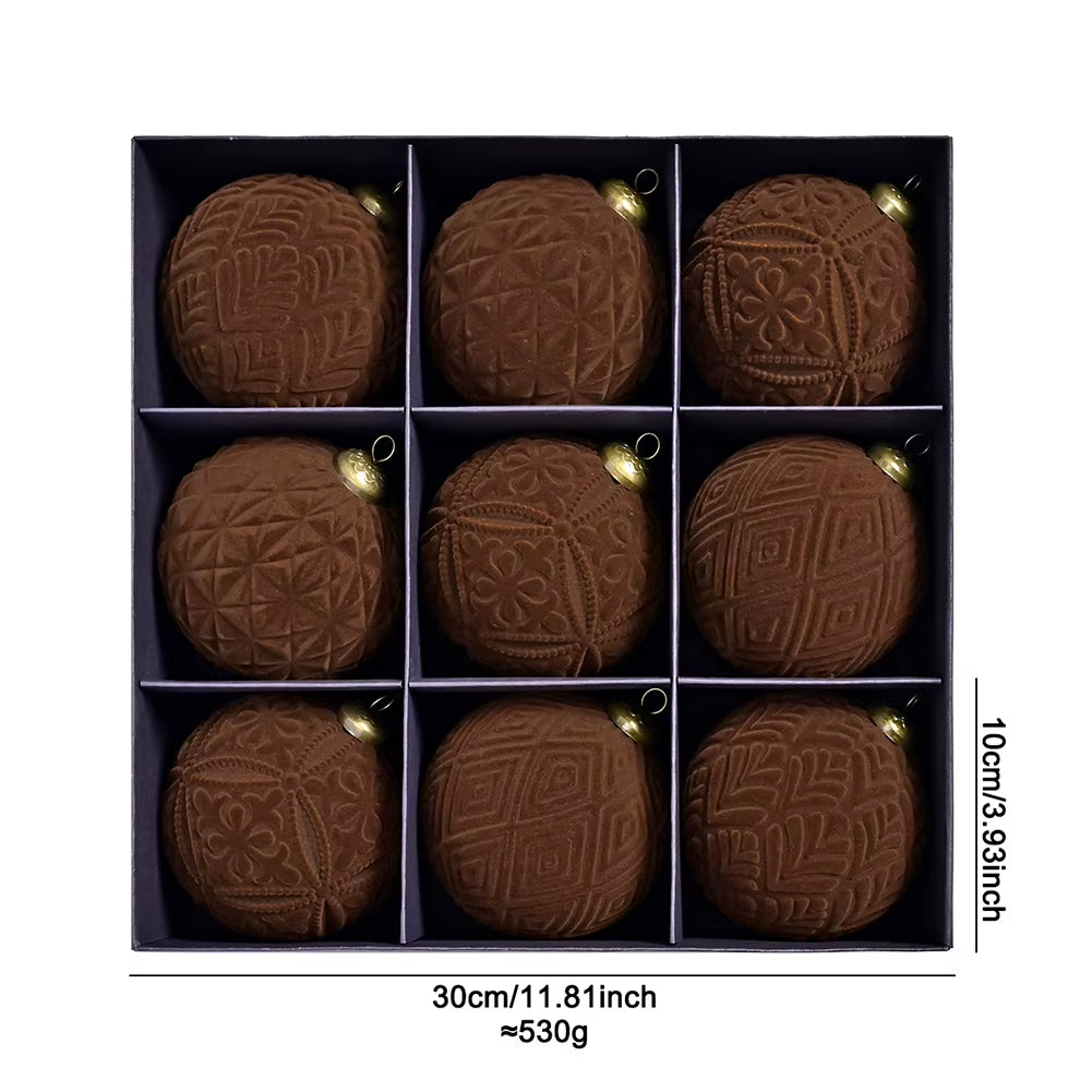 Elegant Velvet Christmas Balls 9Pack 10 Cm Hanging Ornaments Fit for Festive Home Decor Christmas Trees Hanging Ornaments