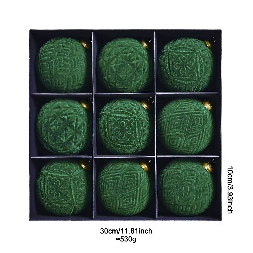 Elegant Velvet Christmas Balls 9Pack 10 Cm Hanging Ornaments Fit for Festive Home Decor Christmas Trees Hanging Ornaments