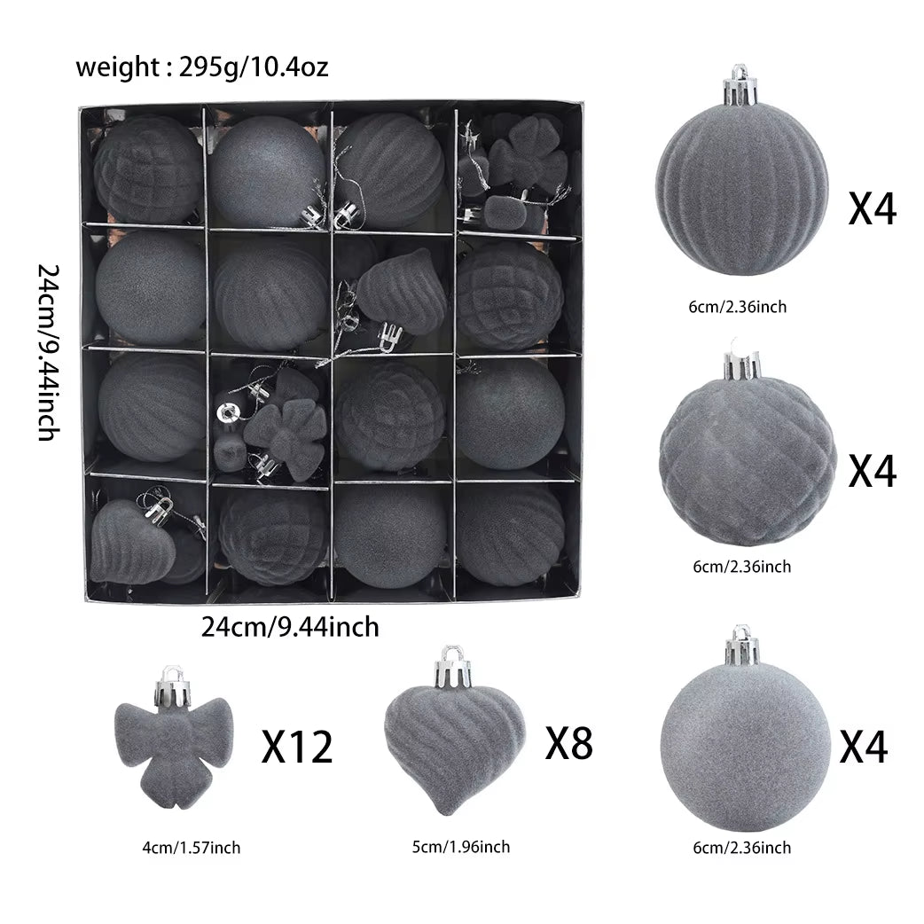 Colored Flocking Christmas Balls Plastic Ornaments for Christmas Tree Decoration Unique Colorful Ball Pendants