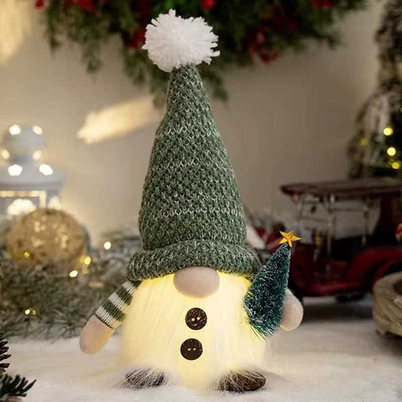 30Cm Glowing Knitted Gnome Doll Couple with Led Night Light 2025 Christmas Decorations Home Xmas Tree Decor New Year 2026 Gift