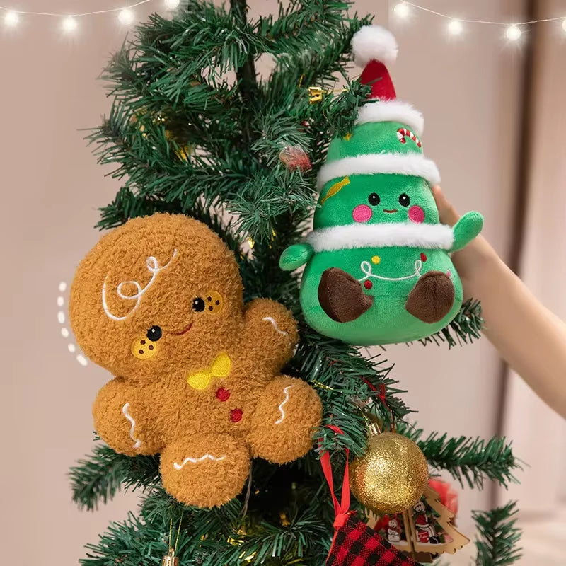 Cute Santa Claus & Elk Snowman Gingerbread Man Plush Toys Stuffed Animal Doll Christmas Gifts for Children Kids Home Decoration