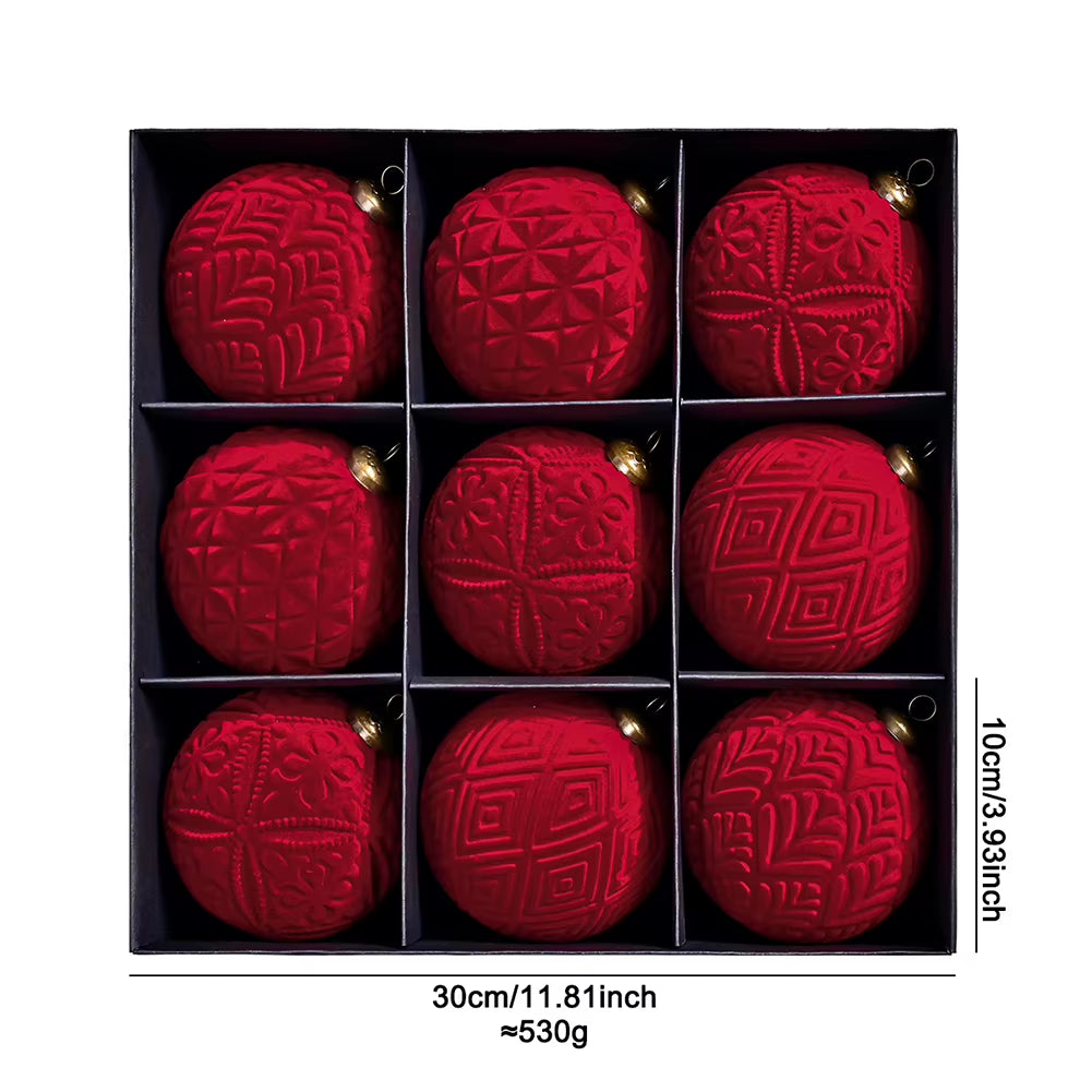 Elegant Velvet Christmas Balls 9Pack 10 Cm Hanging Ornaments Fit for Festive Home Decor Christmas Trees Hanging Ornaments