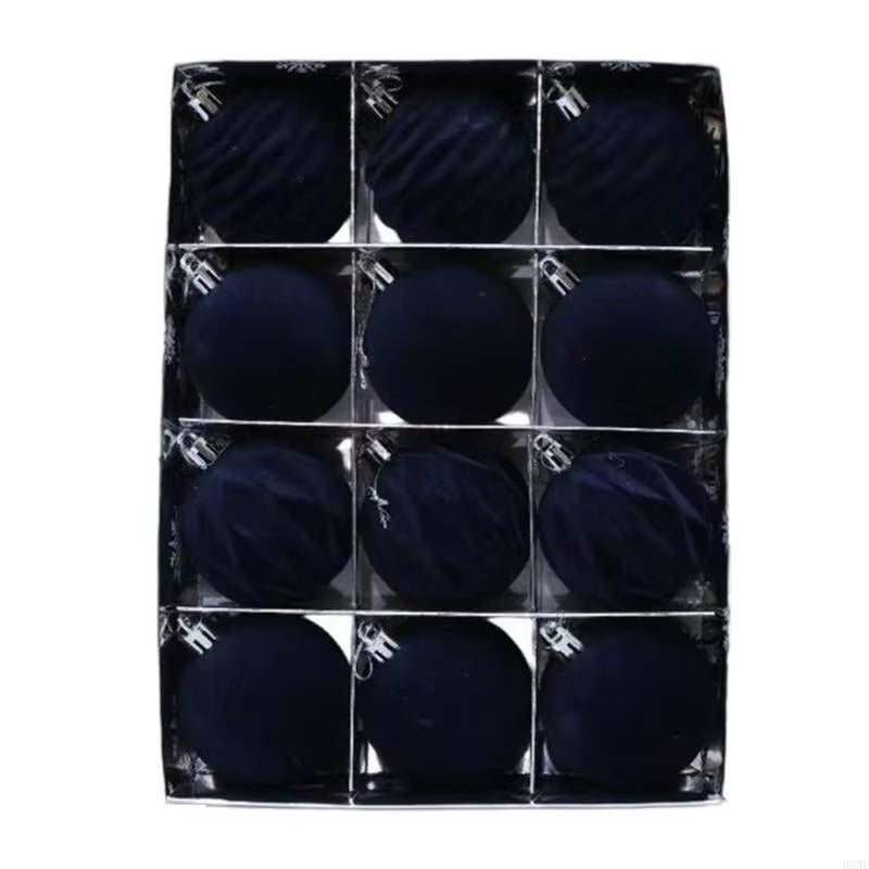 12 Velvety Christmas Tree Hanging Balls Party Decoration Multiple Color Set B03E