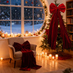 1Pc Large Christmas Bow Pendant Christmas Tree Decoration Wine Red Non Fallen Bow Tree Pendant