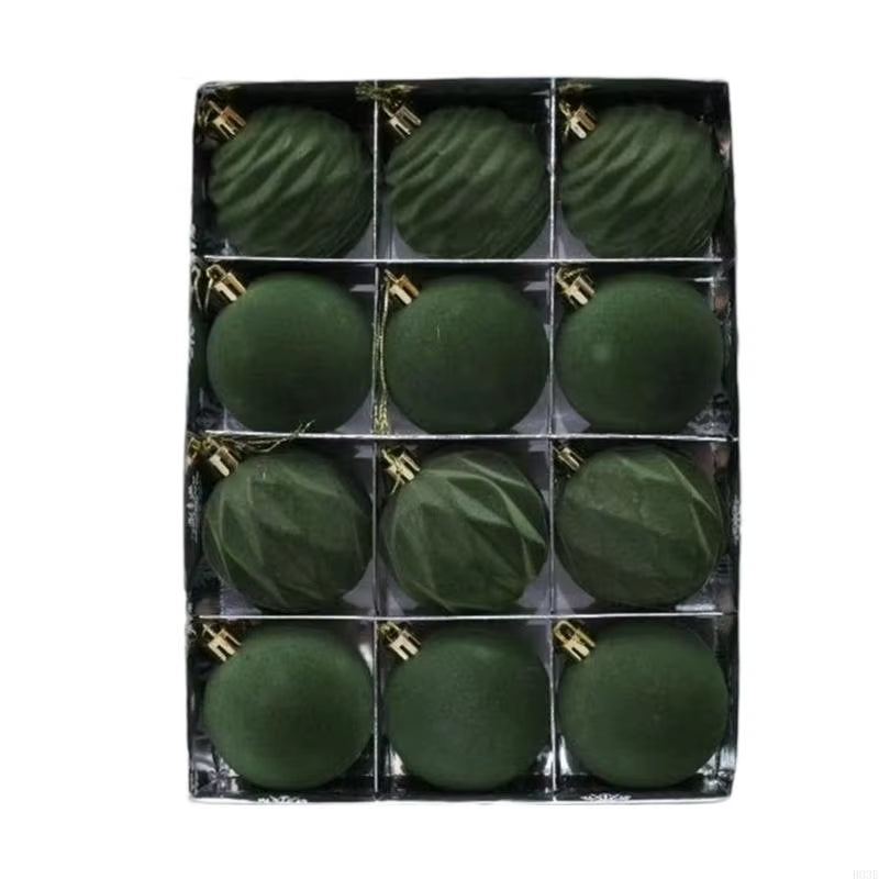 12 Velvety Christmas Tree Hanging Balls Party Decoration Multiple Color Set B03E