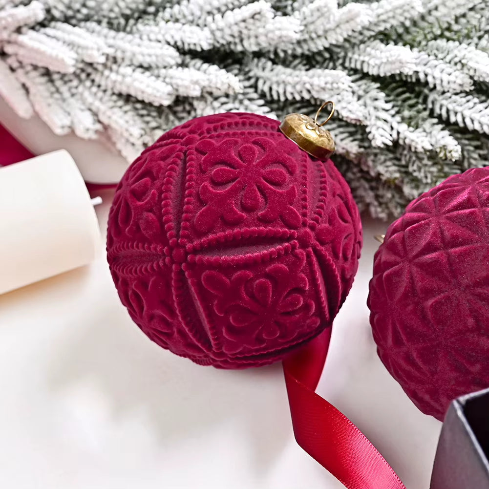 Elegant Velvet Christmas Balls 9Pack 10 Cm Hanging Ornaments Fit for Festive Home Decor Christmas Trees Hanging Ornaments