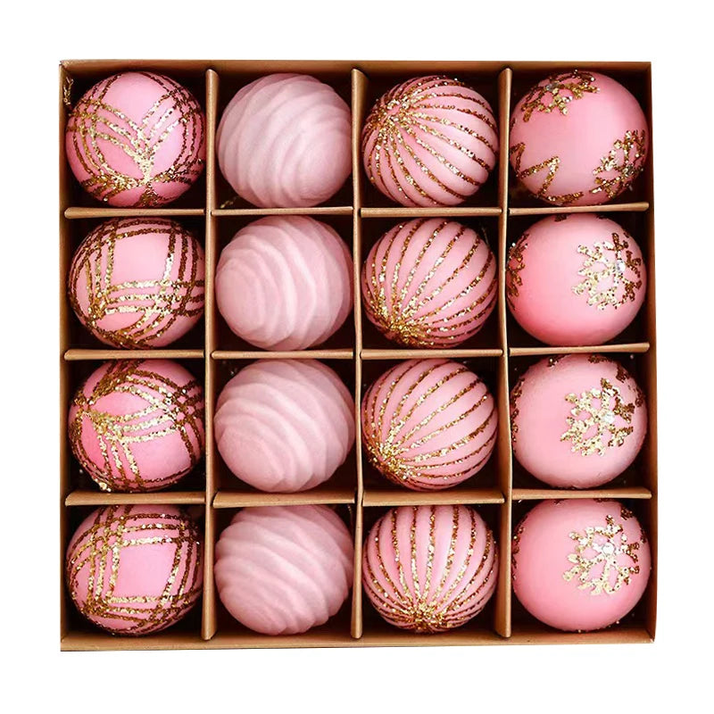 12/16Pcs 6Cm Wine Red Christmas Ball Ornaments Flocking Christmas Tree Party Decoration New Year Christmas Spheres Pendant Balls