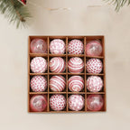 16Pcs Christmas Balls Ornament Set Plastic Glitter Pearl Shatterproof Christmas Tree Hanging Pendant