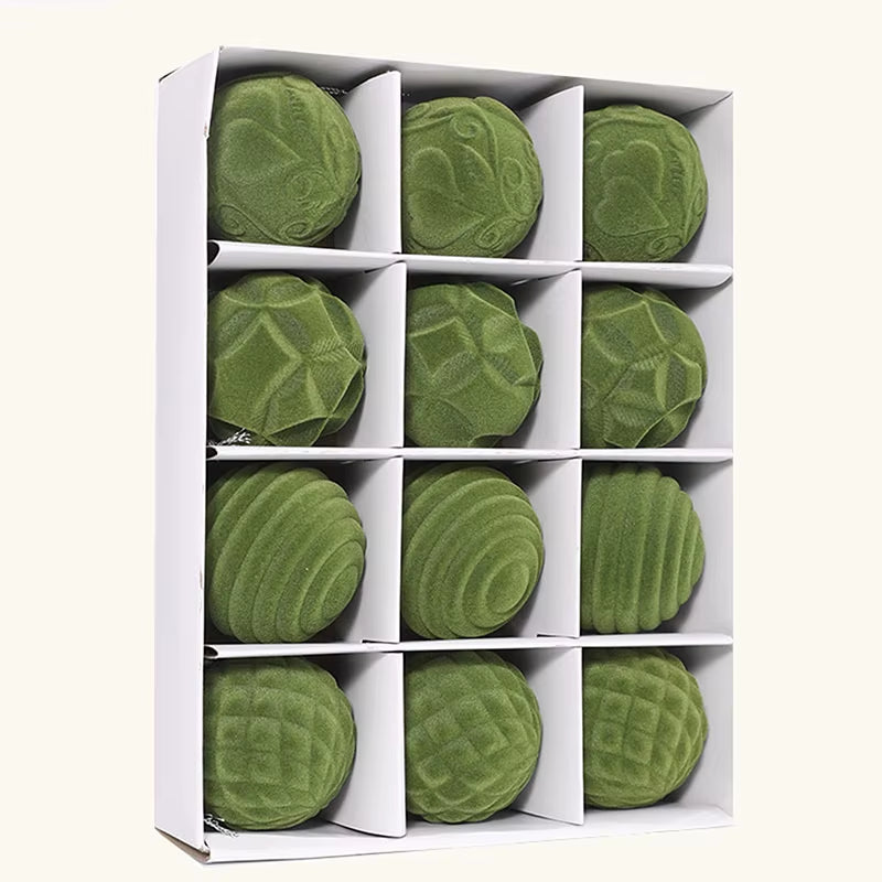 Christmas Velvet Ball Ornaments 12Pcs Hanging Christmas Tree Ornaments for Holidays Christmas Tree Decoration