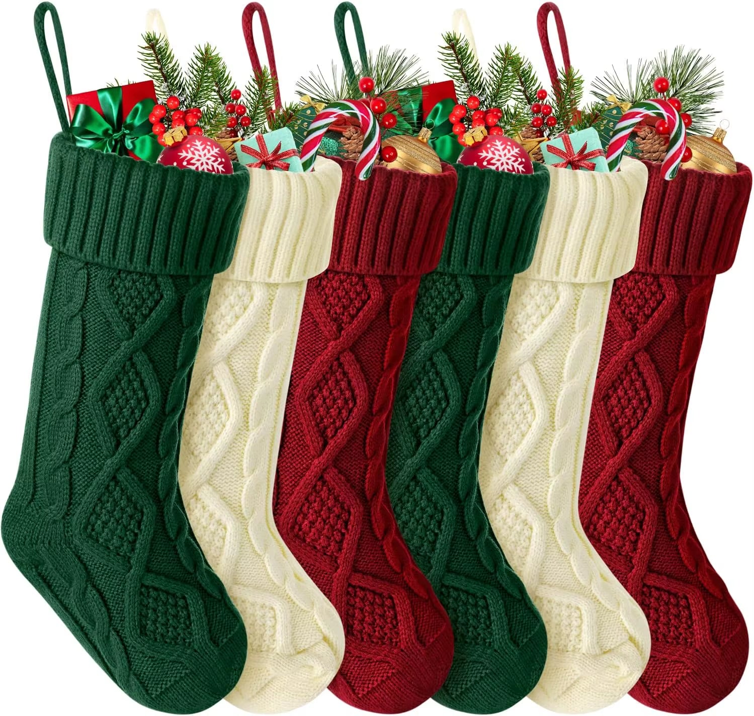 Christmas Stockings for Kids Large Size Cable Knit Stocking Christmas Decorations for Family Party
