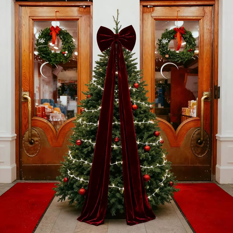 1Pc Large Christmas Bow Pendant Christmas Tree Decoration Wine Red Non Fallen Bow Tree Pendant
