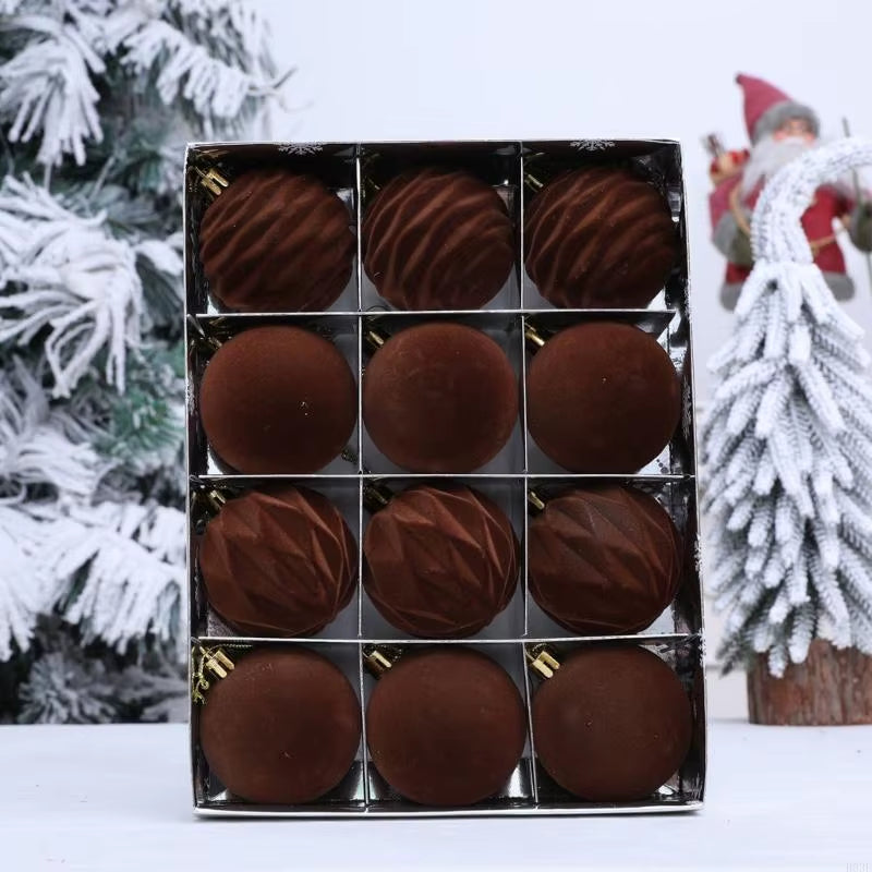 12 Velvety Christmas Tree Hanging Balls Party Decoration Multiple Color Set B03E