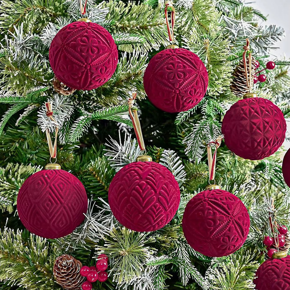 Elegant Velvet Christmas Balls 9Pack 10 Cm Hanging Ornaments Fit for Festive Home Decor Christmas Trees Hanging Ornaments