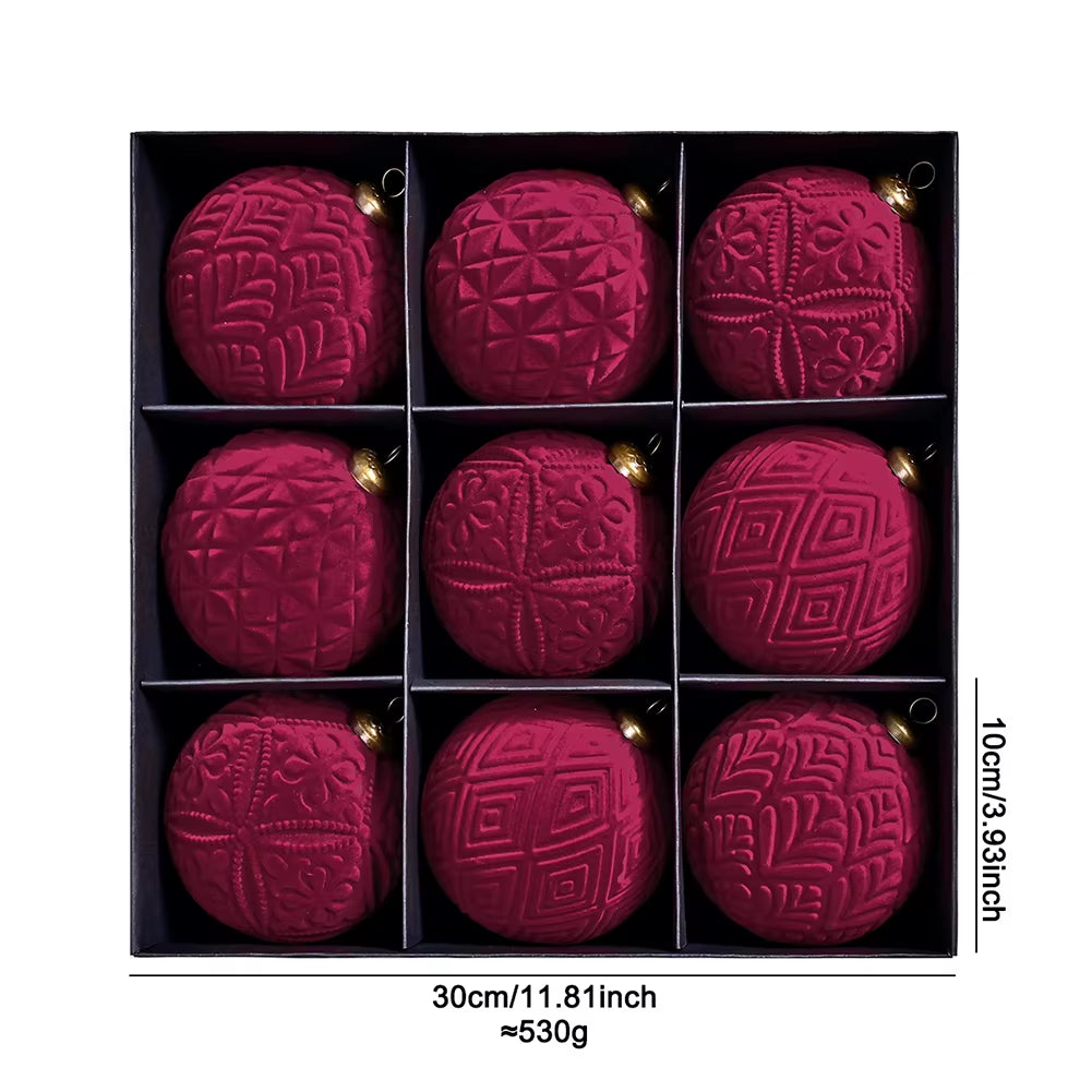 Elegant Velvet Christmas Balls 9Pack 10 Cm Hanging Ornaments Fit for Festive Home Decor Christmas Trees Hanging Ornaments