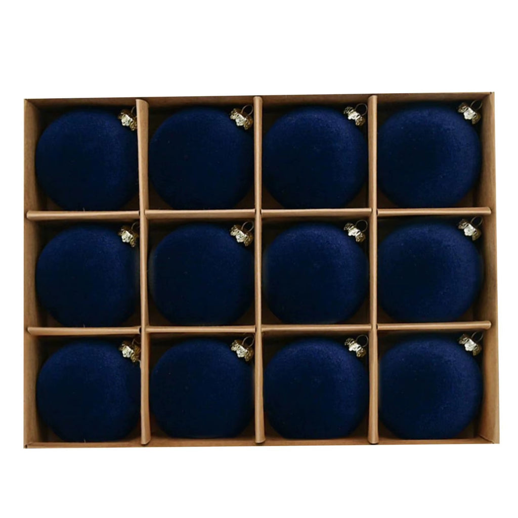 12Pc Christmas Velvet Flocked Fibers round Ball Ornament Creative DIY Christmas Ball Wreath and Christmas Tree Decoration