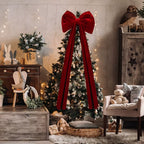 1Pc Large Christmas Bow Pendant Christmas Tree Decoration Wine Red Non Fallen Bow Tree Pendant