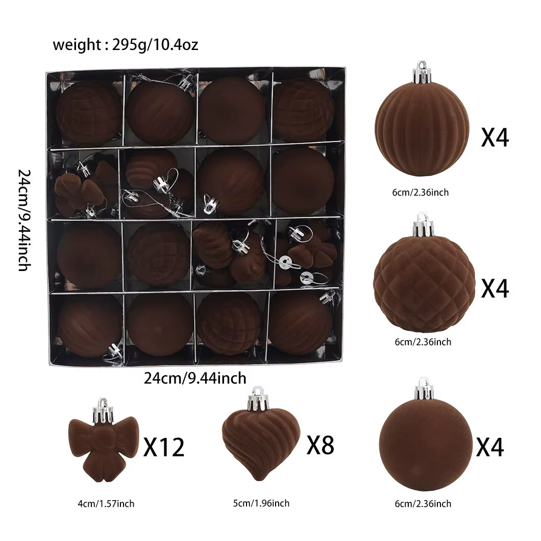 Colored Flocking Christmas Balls Plastic Ornaments for Christmas Tree Decoration Unique Colorful Ball Pendants