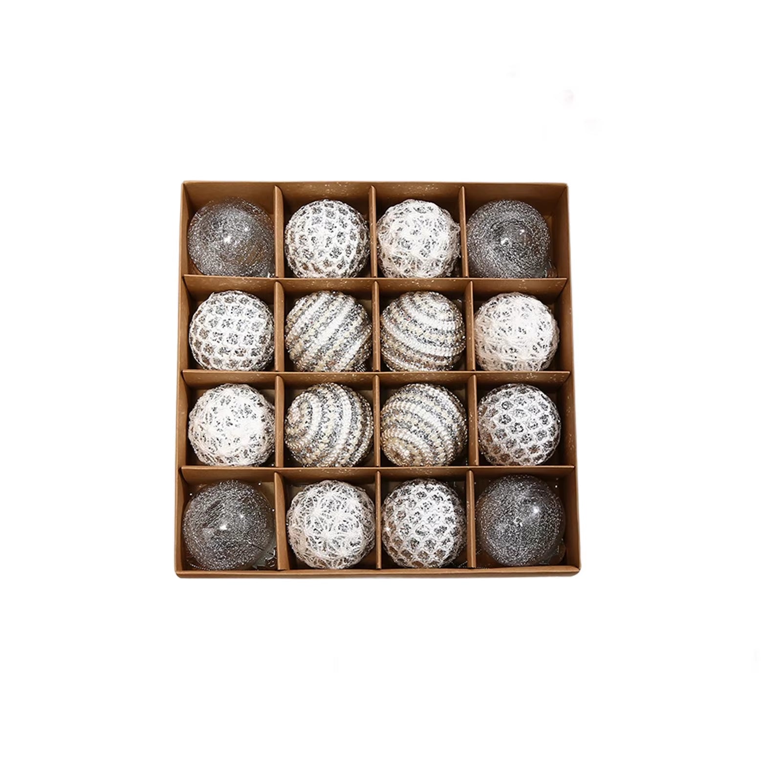 16Pcs Christmas Balls Ornament Set Plastic Glitter Pearl Shatterproof Christmas Tree Hanging Pendant