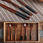 Wooden Tableware Set, 3 Counts/Set Including Spoon, Chopsticks & Fork Set, Handmade Household Tableware, Kitchen Utensils
