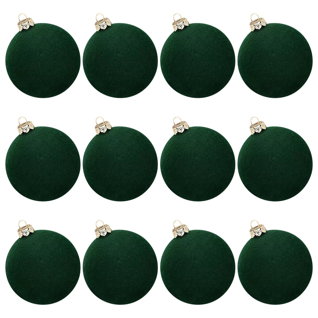 12Pc Christmas Velvet Flocked Fibers round Ball Ornament Creative DIY Christmas Ball Wreath and Christmas Tree Decoration