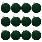 12Pc Christmas Velvet Flocked Fibers round Ball Ornament Creative DIY Christmas Ball Wreath and Christmas Tree Decoration
