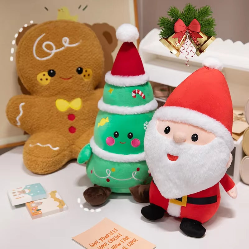 Cute Santa Claus & Elk Snowman Gingerbread Man Plush Toys Stuffed Animal Doll Christmas Gifts for Children Kids Home Decoration