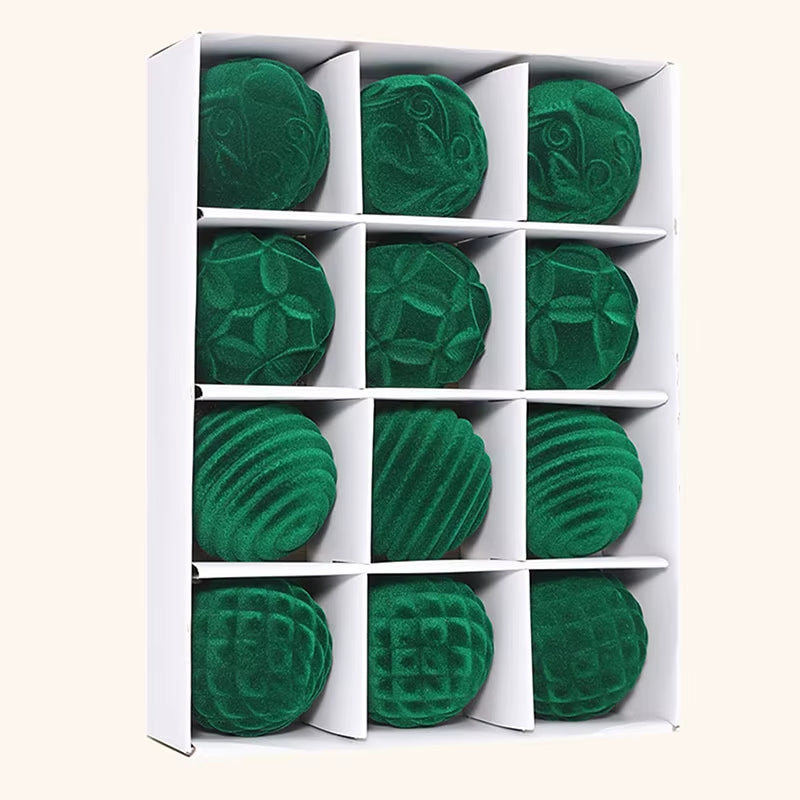 Christmas Velvet Ball Ornaments 12Pcs Hanging Christmas Tree Ornaments for Holidays Christmas Tree Decoration
