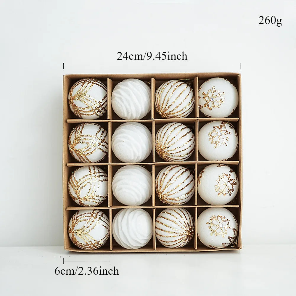 12/16Pcs 6Cm Wine Red Christmas Ball Ornaments Flocking Christmas Tree Party Decoration New Year Christmas Spheres Pendant Balls