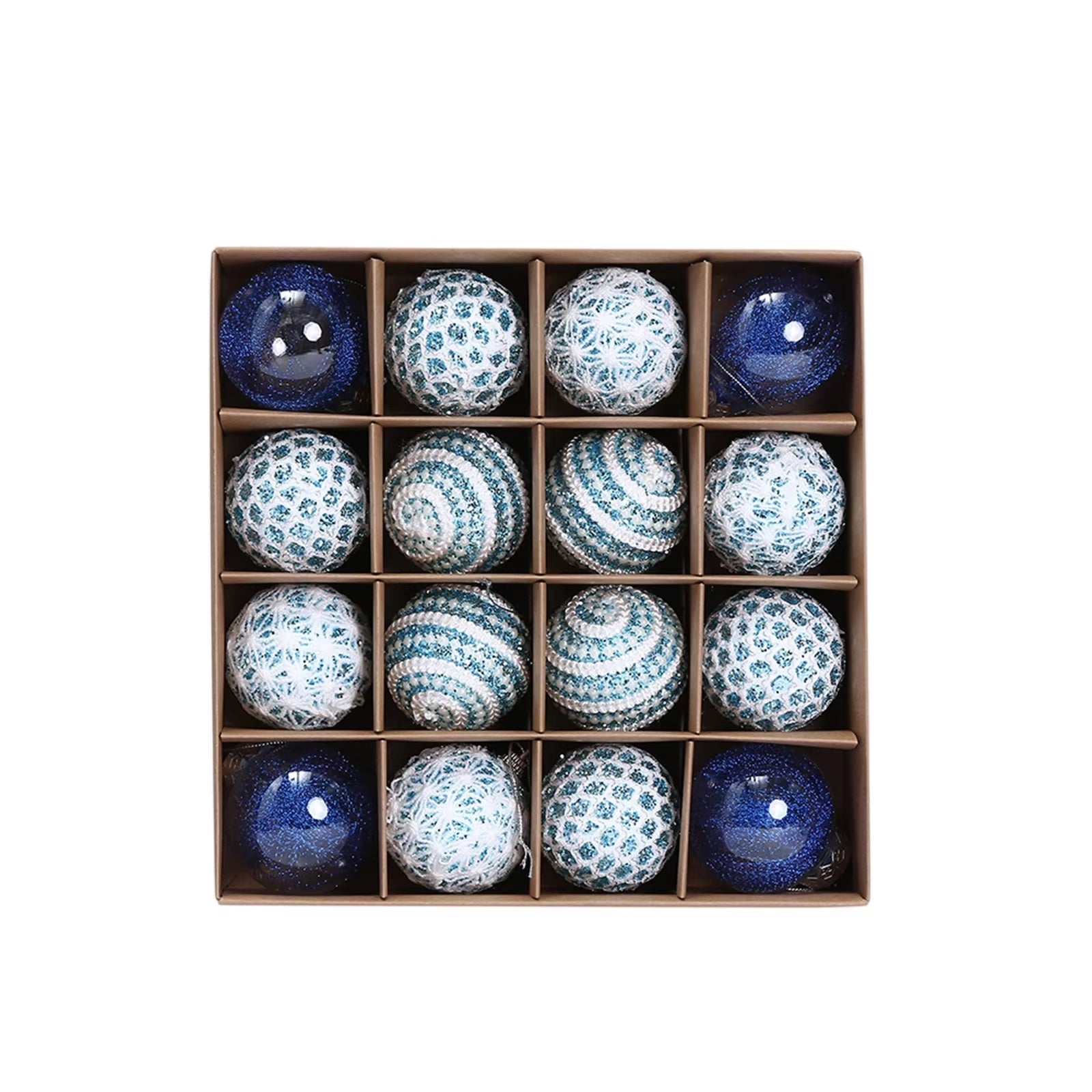 16Pcs Christmas Balls Ornament Set Plastic Glitter Pearl Shatterproof Christmas Tree Hanging Pendant