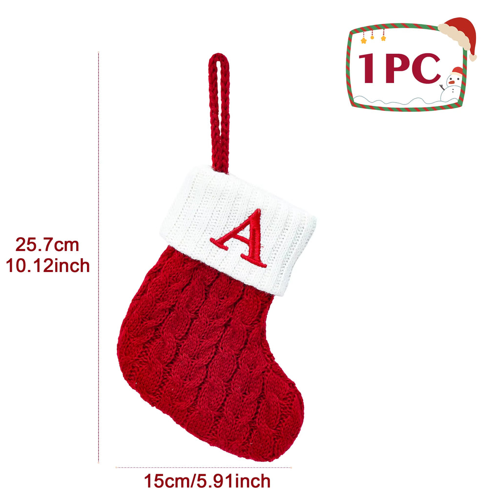 Christmas Socks Knitting Snowflake Letter Stocking Christmas Decoration 2025 for Home Xmas Tree Ornament Gift Navidad Natal 2026