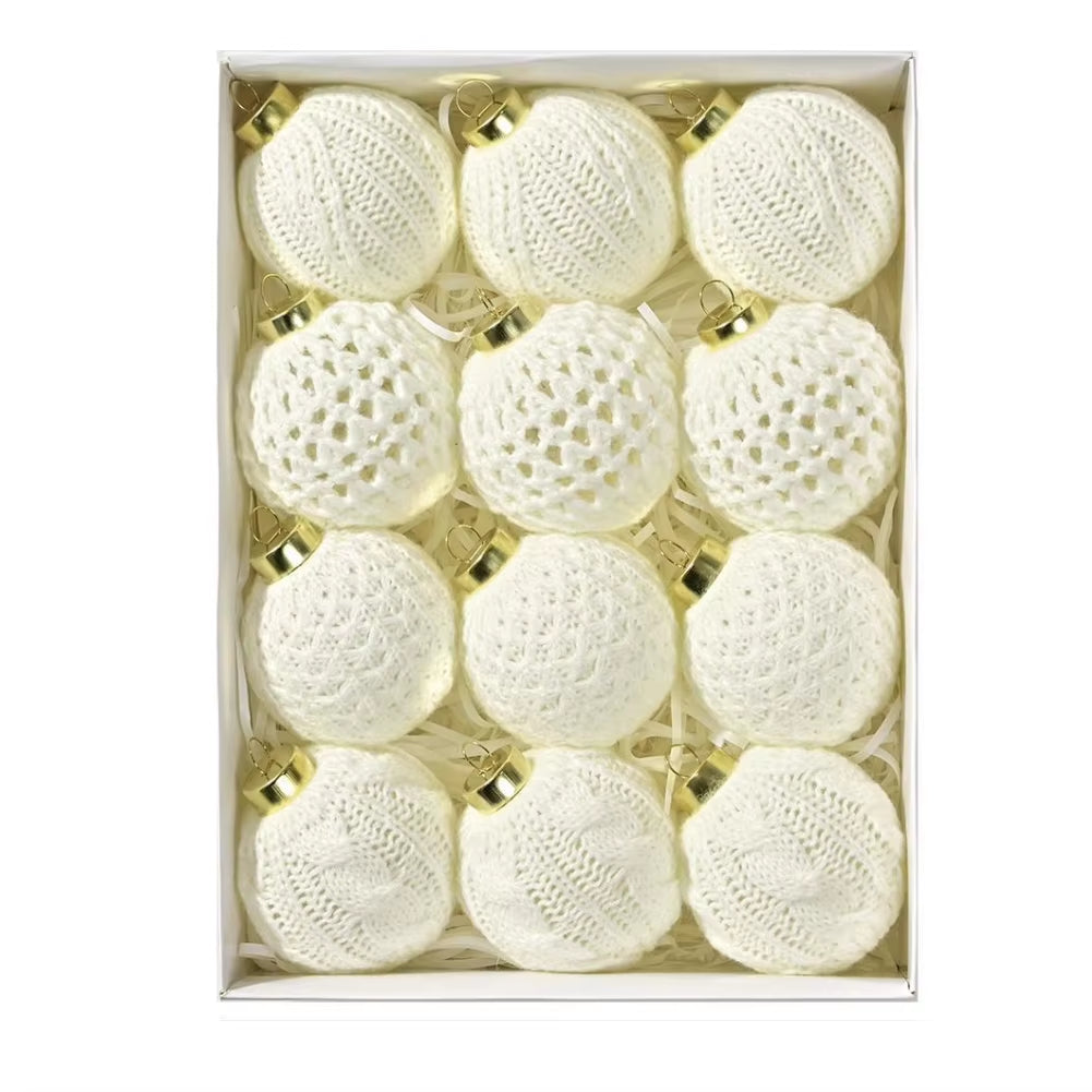 Festive Atmosphere 7Cm Christmas Ball Ornaments Crochet Holiday Decor Celebratory Vibe Compact Size Cozy Touch