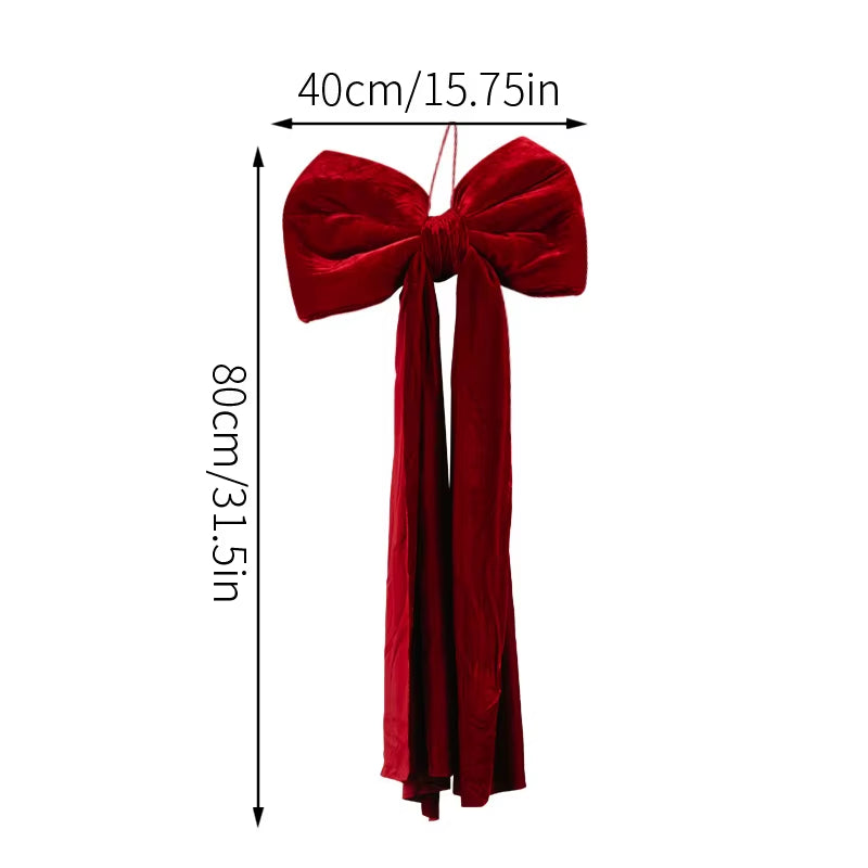 1Pc Large Christmas Bow Pendant Christmas Tree Decoration Wine Red Non Fallen Bow Tree Pendant