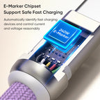 240W USB-C Fast Charging Phone Lanyard 7Mm Nylon Crossbody Wrist Strap Lanyard Data Cable 2 in 1 Smartphone Cellphone