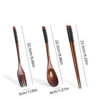 Wooden Tableware Set, 3 Counts/Set Including Spoon, Chopsticks & Fork Set, Handmade Household Tableware, Kitchen Utensils