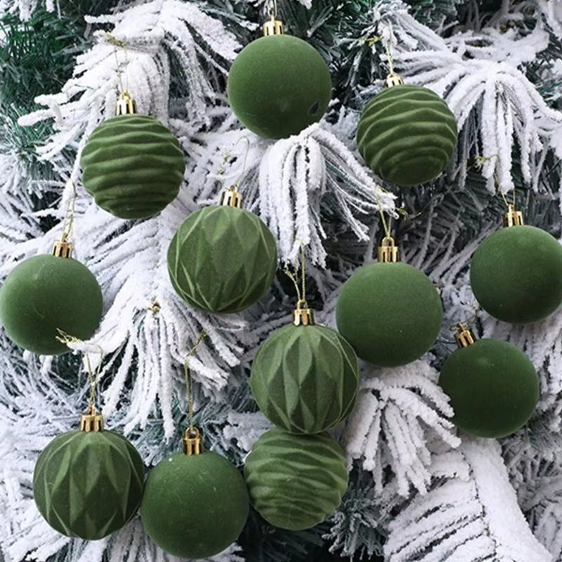 12 Velvety Christmas Tree Hanging Balls Party Decoration Multiple Color Set B03E