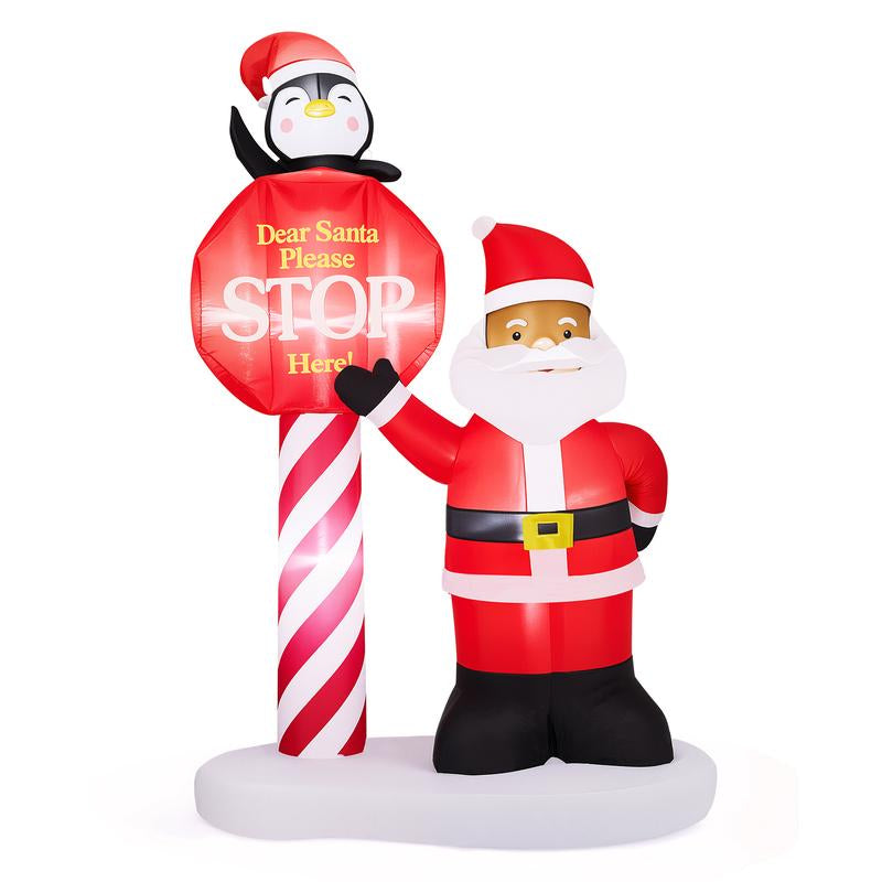 VINGLI Christmas Decorations Outdoor Giant Inflatable Lighted Decor, Blow up Yard Decoration with Electric Blower for Holiday Indoor Outdoor Garden Decor Large Santa Outdoorfun Boxes Gift