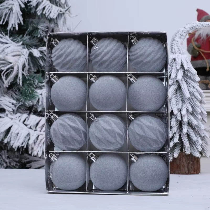 12 Velvety Christmas Tree Hanging Balls Party Decoration Multiple Color Set B03E