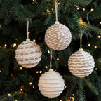 Christmas Ball Ornament Linen Design Rustic Distressed Xmas Tree Hanging Ball Farmhouse Christmas Ball Set Home Decor