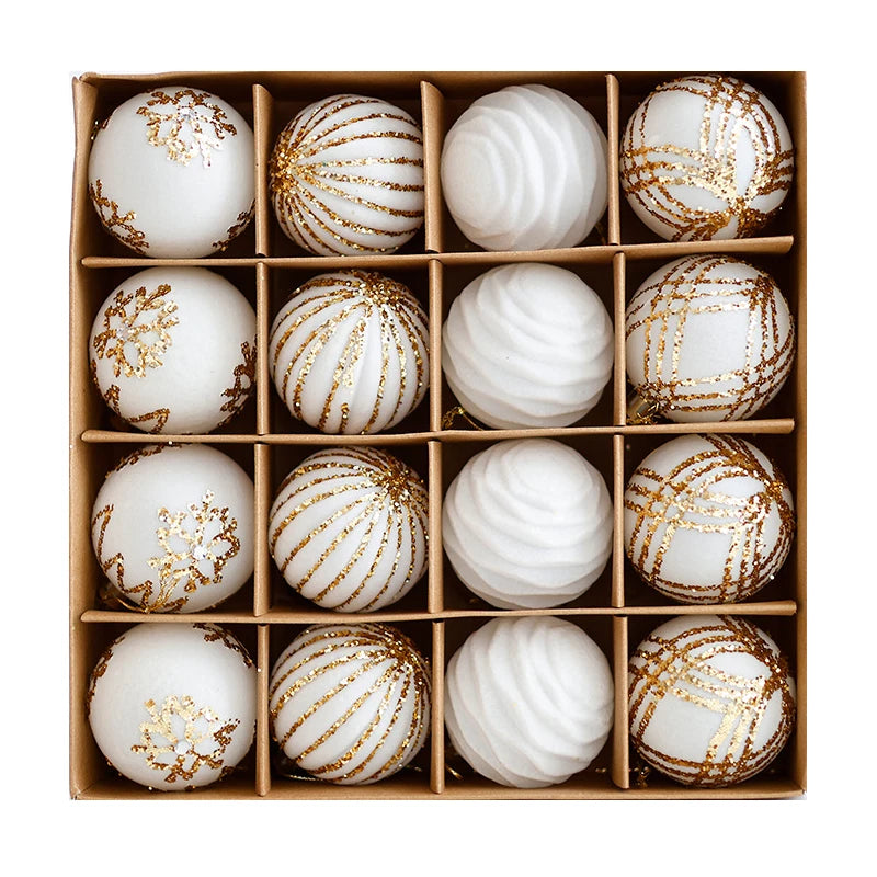 12/16Pcs 6Cm Wine Red Christmas Ball Ornaments Flocking Christmas Tree Party Decoration New Year Christmas Spheres Pendant Balls