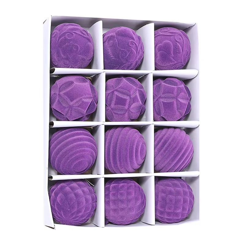 Christmas Velvet Ball Ornaments 12Pcs Hanging Christmas Tree Ornaments for Holidays Christmas Tree Decoration