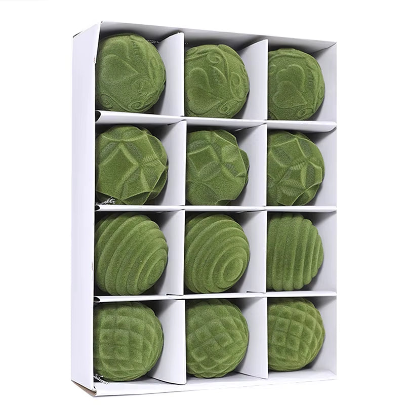 Christmas Velvet Ball Ornaments 12Pcs Hanging Christmas Tree Ornaments for Holidays Christmas Tree Decoration