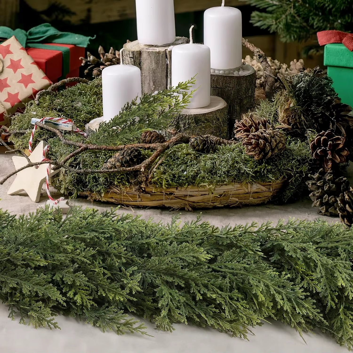 1PC 275Cm Artificial Plants Christmas Tree Cypress Leaves Garland Wreaths Home Party Decor Outdoor Yard Rattan Hanging Ornament