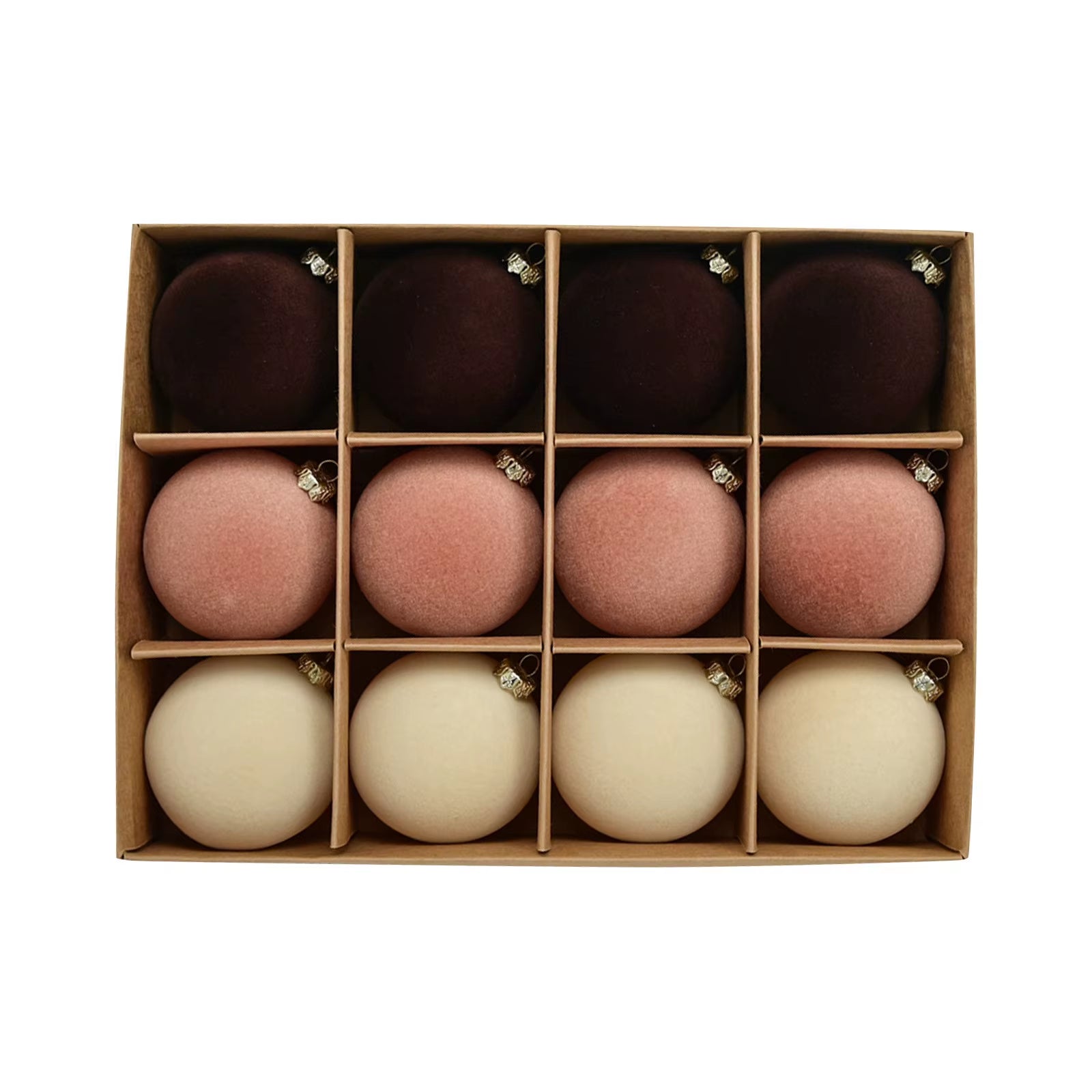 12Pc Christmas Velvet Flocked Fibers round Ball Ornament Creative DIY Christmas Ball Wreath and Christmas Tree Decoration