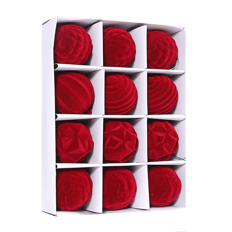 Christmas Velvet Ball Ornaments 12Pcs Hanging Christmas Tree Ornaments for Holidays Christmas Tree Decoration